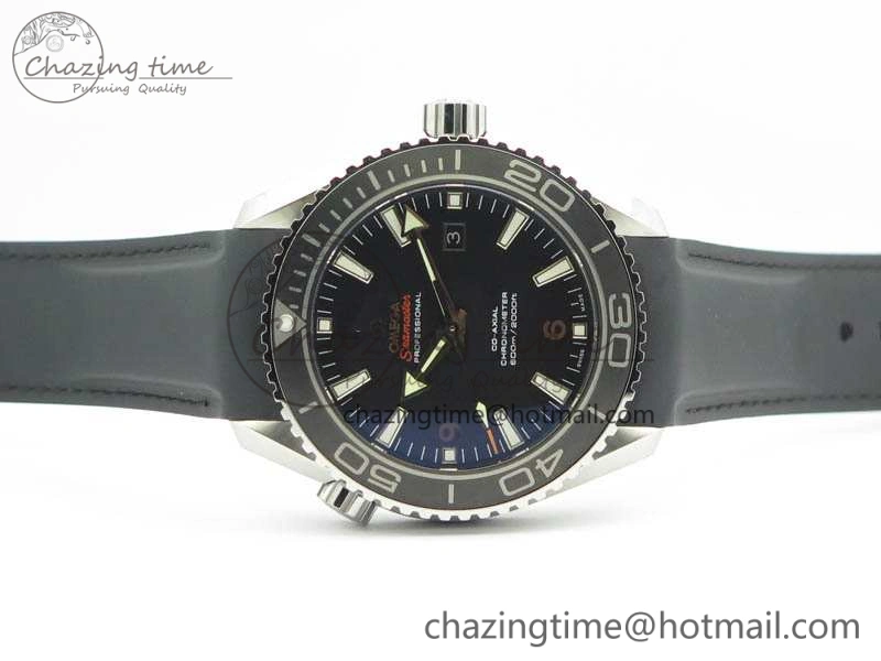 Planet Ocean Pro Ceramic Bezel 45mm 1:1 OMF Best Edition On Rubber Strap A8500 (Black Balance Wheel) NewStyle 8136
