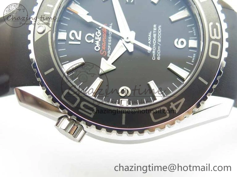 Planet Ocean Pro Ceramic Bezel 45mm 1:1 OMF Best Edition On Rubber Strap A8500 (Black Balance Wheel) NewStyle 8136