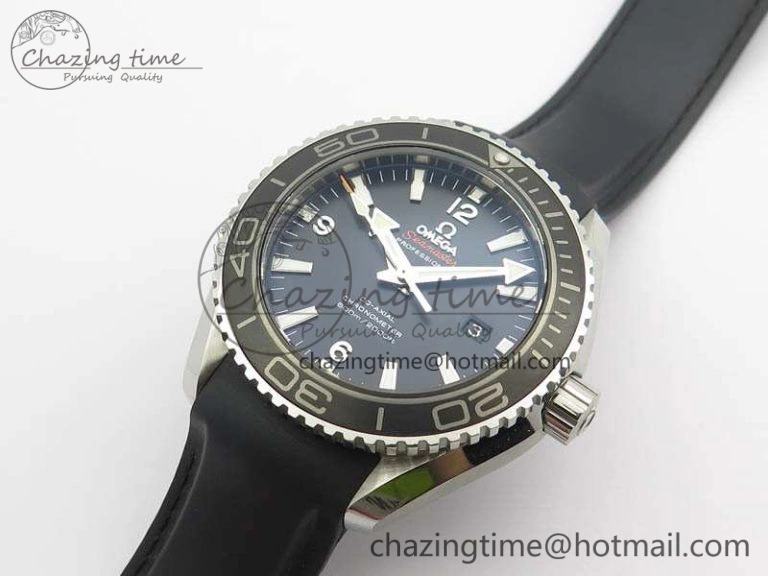Planet Ocean Pro Ceramic Bezel 45mm 1:1 OMF Best Edition On Rubber Strap A8500 (Black Balance Wheel) NewStyle 8136