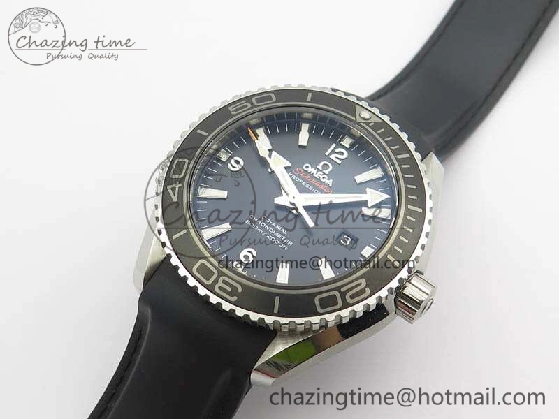 Planet Ocean Pro Ceramic Bezel 45mm 1:1 OMF Best Edition On Rubber Strap A8500 (Black Balance Wheel) NewStyle 8136