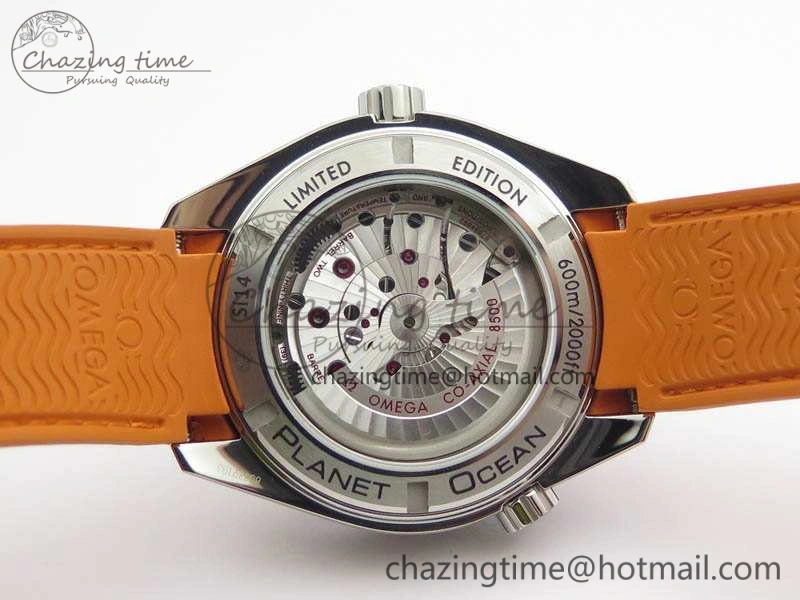 Planet Ocean Pro Orange Bezel 45mm OMF 1:1 Best Edition On Rubber Strap A8500 (Black Balance Wheel) TopPick 8138