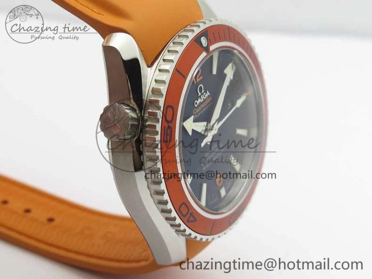 Planet Ocean Pro Orange Bezel 45mm OMF 1:1 Best Edition On Rubber Strap A8500 (Black Balance Wheel) TopPick 8138