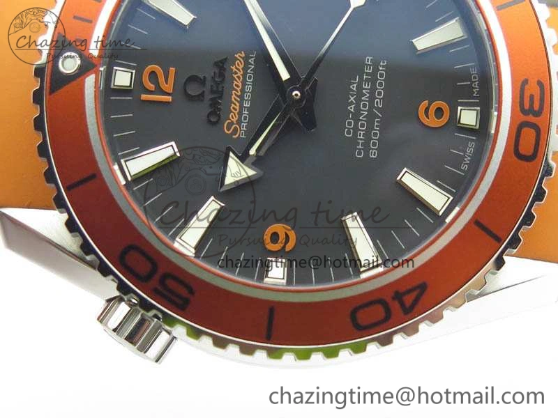 Planet Ocean Pro Orange Bezel 45mm OMF 1:1 Best Edition On Rubber Strap A8500 (Black Balance Wheel) TopPick 8138