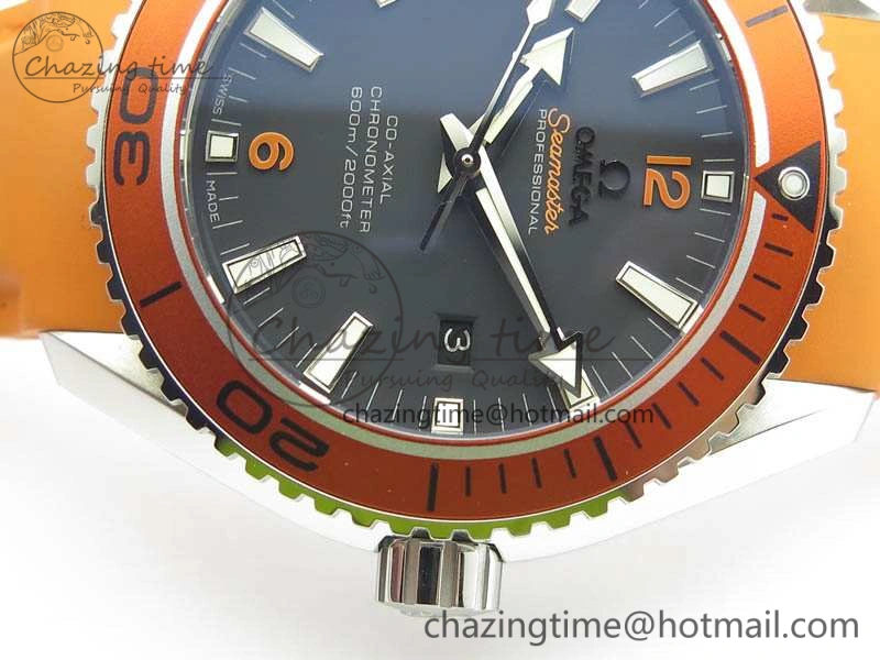 Planet Ocean Pro Orange Bezel 45mm OMF 1:1 Best Edition On Rubber Strap A8500 (Black Balance Wheel) TopPick 8138