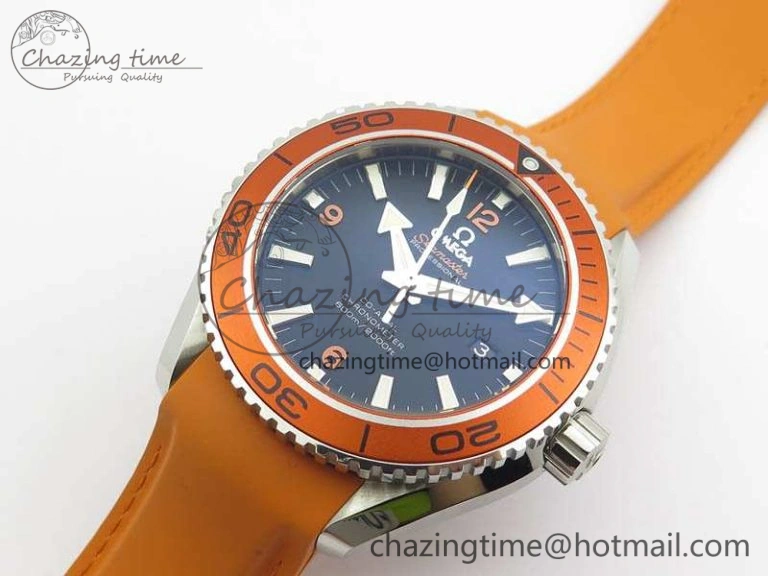 Planet Ocean Pro Orange Bezel 45mm OMF 1:1 Best Edition On Rubber Strap A8500 (Black Balance Wheel) TopPick 8138