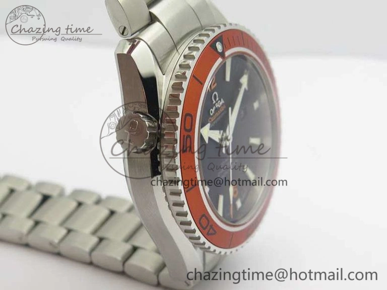 Planet Ocean Pro Orange Bezel 45mm OMF 1:1 Best Edition On SS Bracelet A8500 (Black Balance Wheel) StreetReady 8142