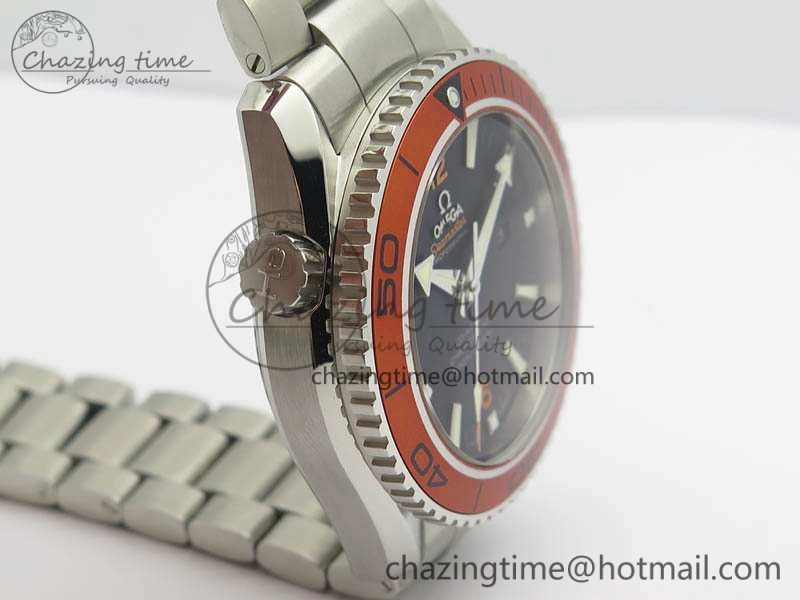 Planet Ocean Pro Orange Bezel 45mm OMF 1:1 Best Edition On SS Bracelet A8500 (Black Balance Wheel) StreetReady 8142