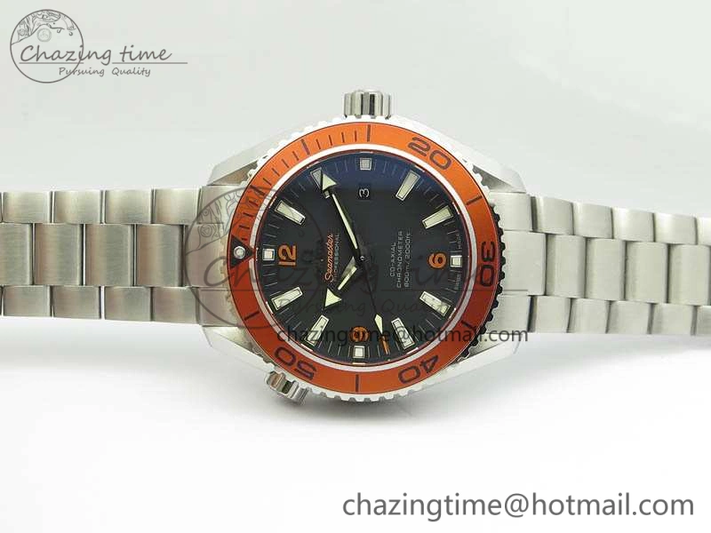 Planet Ocean Pro Orange Bezel 45mm OMF 1:1 Best Edition On SS Bracelet A8500 (Black Balance Wheel) StreetReady 8142