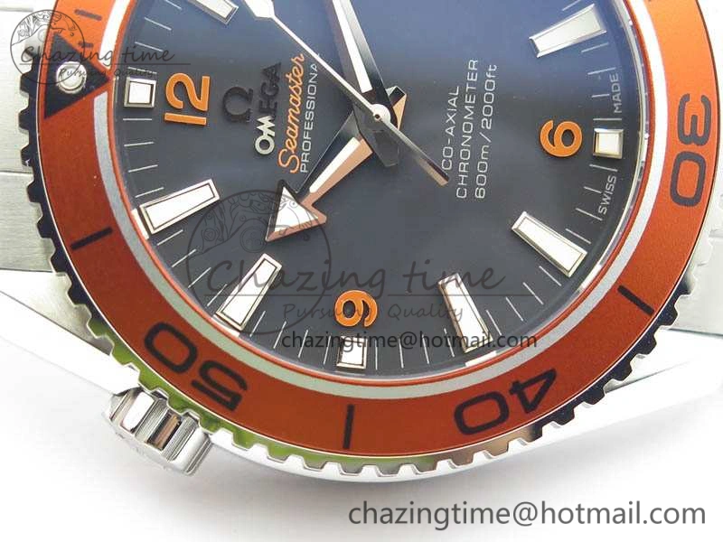 Planet Ocean Pro Orange Bezel 45mm OMF 1:1 Best Edition On SS Bracelet A8500 (Black Balance Wheel) StreetReady 8142