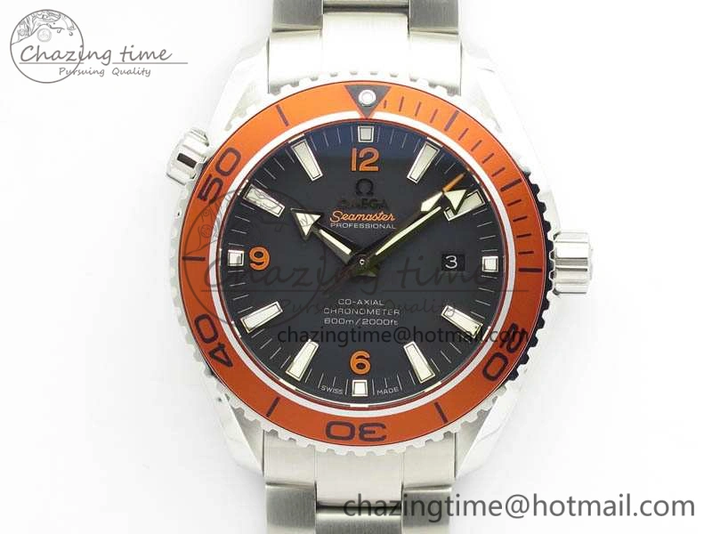 Planet Ocean Pro Orange Bezel 45mm OMF 1:1 Best Edition On SS Bracelet A8500 (Black Balance Wheel) StreetReady 8142