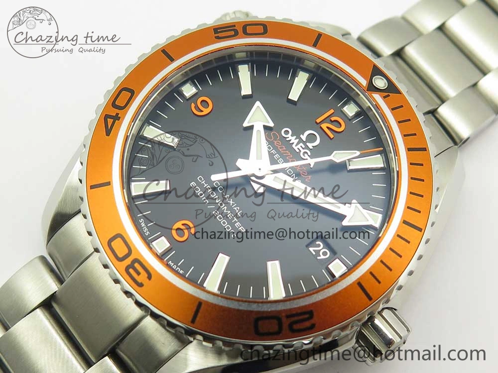 EasyCare Planet Ocean Professional Orange Bezel 42mm 1:1 VSF Best Edition on SS Bracelet A8500 Super Clone (2 Straps) 7951