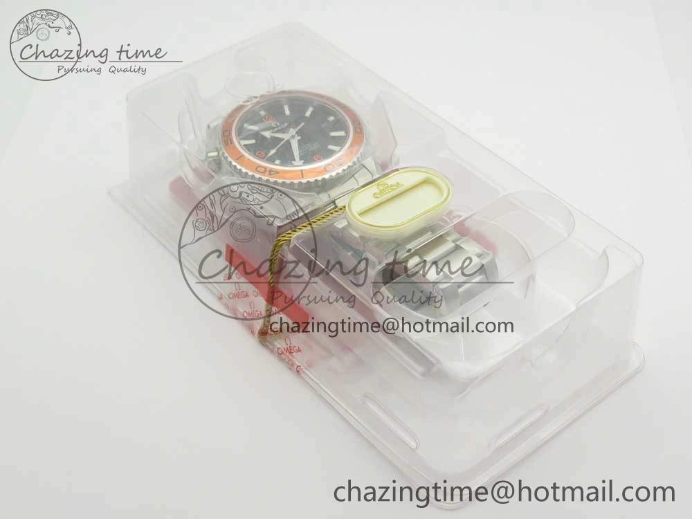 EasyCare Planet Ocean Professional Orange Bezel 42mm 1:1 VSF Best Edition on SS Bracelet A8500 Super Clone (2 Straps) 7951
