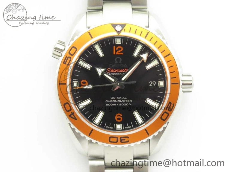 EasyCare Planet Ocean Professional Orange Bezel 42mm 1:1 VSF Best Edition on SS Bracelet A8500 Super Clone (2 Straps) 7951