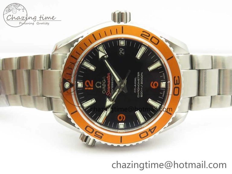 EasyCare Planet Ocean Professional Orange Bezel 42mm 1:1 VSF Best Edition on SS Bracelet A8500 Super Clone (2 Straps) 7951
