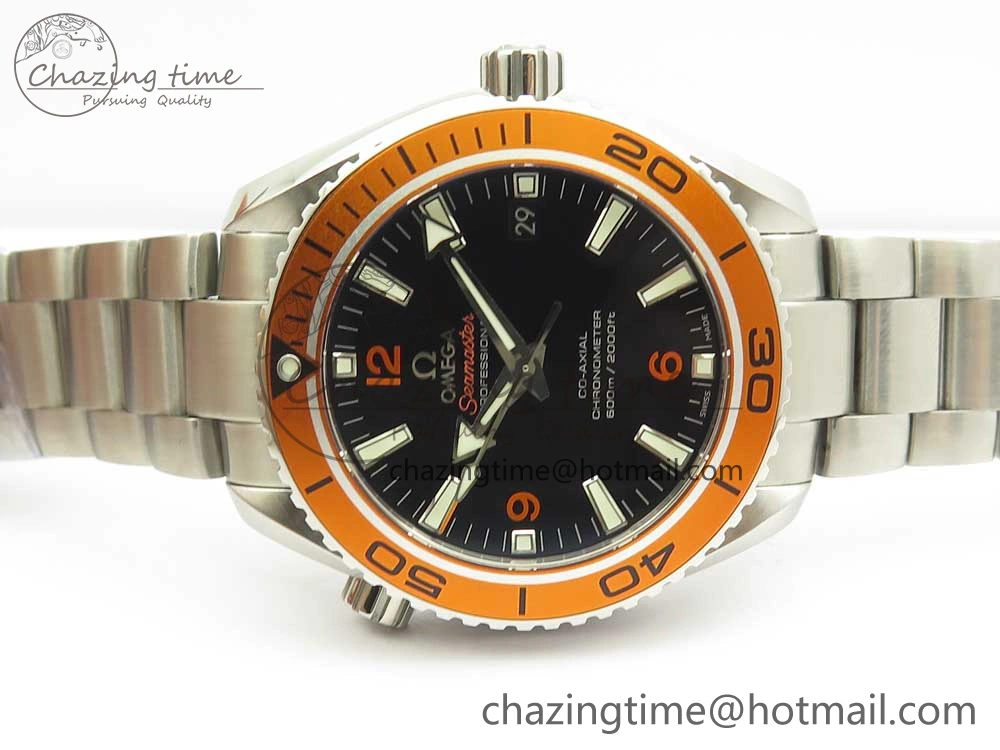 EasyCare Planet Ocean Professional Orange Bezel 42mm 1:1 VSF Best Edition on SS Bracelet A8500 Super Clone (2 Straps) 7951