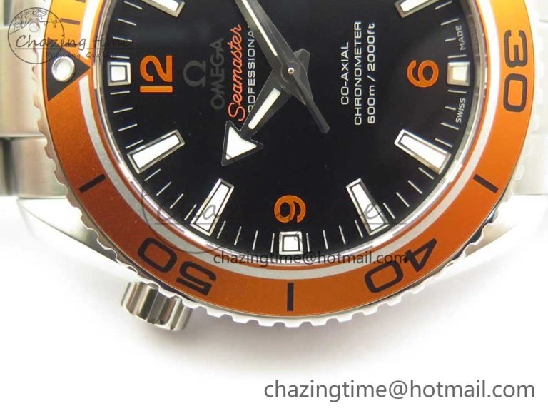 EasyCare Planet Ocean Professional Orange Bezel 42mm 1:1 VSF Best Edition on SS Bracelet A8500 Super Clone (2 Straps) 7951