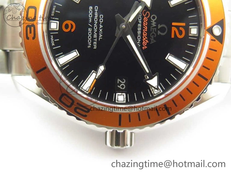 EasyCare Planet Ocean Professional Orange Bezel 42mm 1:1 VSF Best Edition on SS Bracelet A8500 Super Clone (2 Straps) 7951
