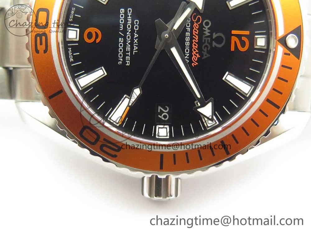 EasyCare Planet Ocean Professional Orange Bezel 42mm 1:1 VSF Best Edition on SS Bracelet A8500 Super Clone (2 Straps) 7951