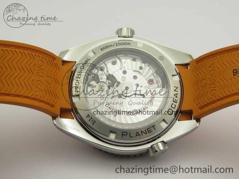 SoftTouch Planet Ocean Professional Orange Bezel 45.5mm 1:1 VSF Best Edition on Orange Rubber Strap A8500 Super Clone 7948
