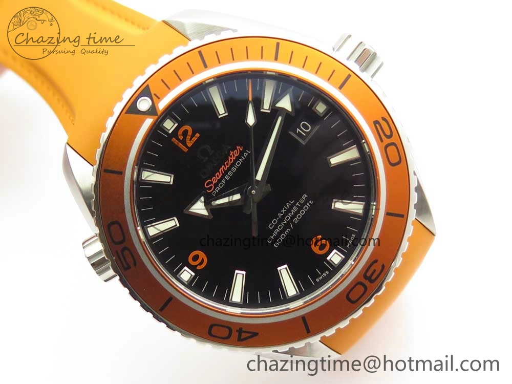 SoftTouch Planet Ocean Professional Orange Bezel 45.5mm 1:1 VSF Best Edition on Orange Rubber Strap A8500 Super Clone 7948