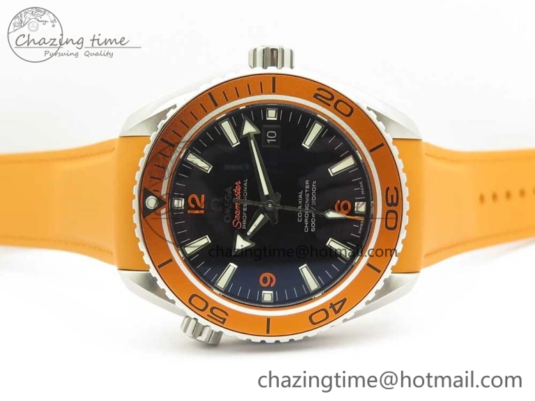 SoftTouch Planet Ocean Professional Orange Bezel 45.5mm 1:1 VSF Best Edition on Orange Rubber Strap A8500 Super Clone 7948