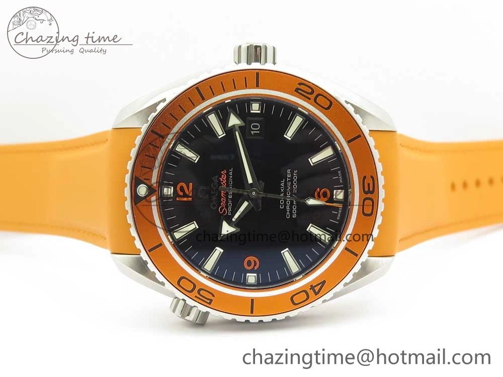 SoftTouch Planet Ocean Professional Orange Bezel 45.5mm 1:1 VSF Best Edition on Orange Rubber Strap A8500 Super Clone 7948
