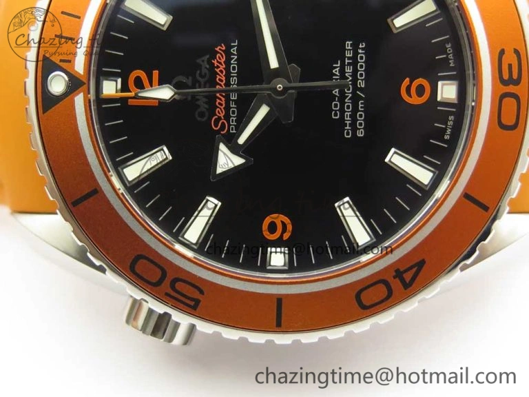 SoftTouch Planet Ocean Professional Orange Bezel 45.5mm 1:1 VSF Best Edition on Orange Rubber Strap A8500 Super Clone 7948
