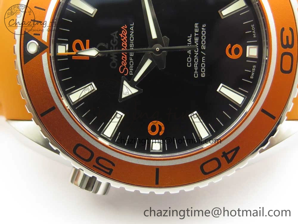 SoftTouch Planet Ocean Professional Orange Bezel 45.5mm 1:1 VSF Best Edition on Orange Rubber Strap A8500 Super Clone 7948