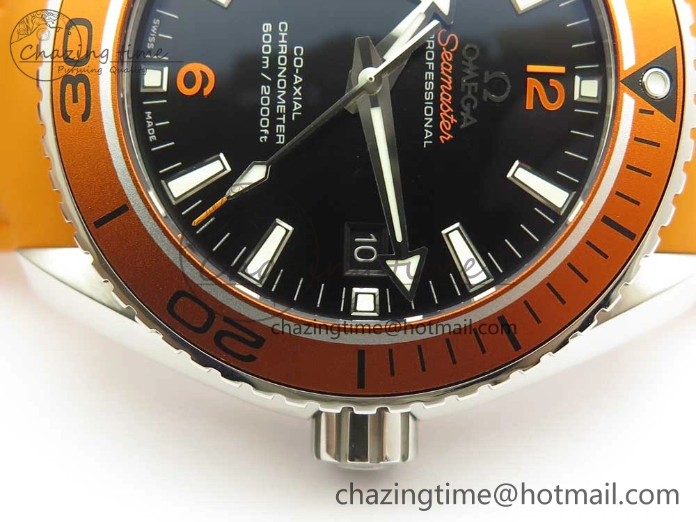 SoftTouch Planet Ocean Professional Orange Bezel 45.5mm 1:1 VSF Best Edition on Orange Rubber Strap A8500 Super Clone 7948