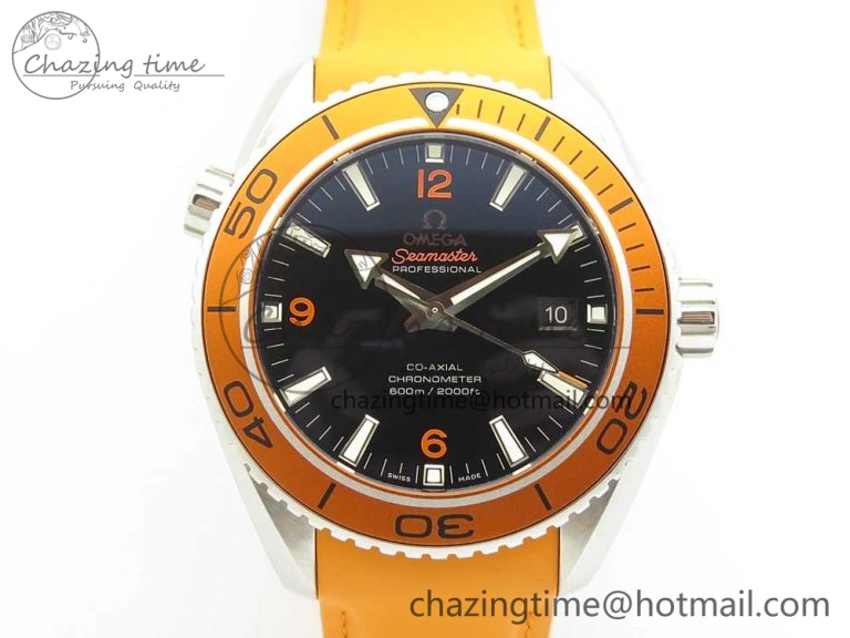 SoftTouch Planet Ocean Professional Orange Bezel 45.5mm 1:1 VSF Best Edition on Orange Rubber Strap A8500 Super Clone 7948