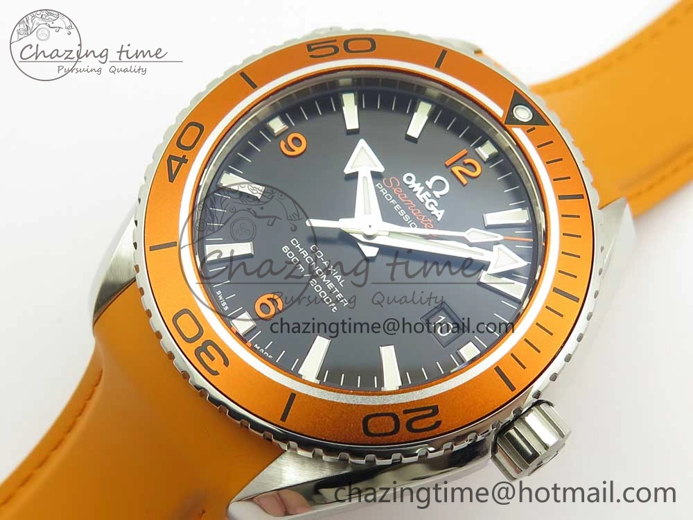 SoftTouch Planet Ocean Professional Orange Bezel 45.5mm 1:1 VSF Best Edition on Orange Rubber Strap A8500 Super Clone 7948