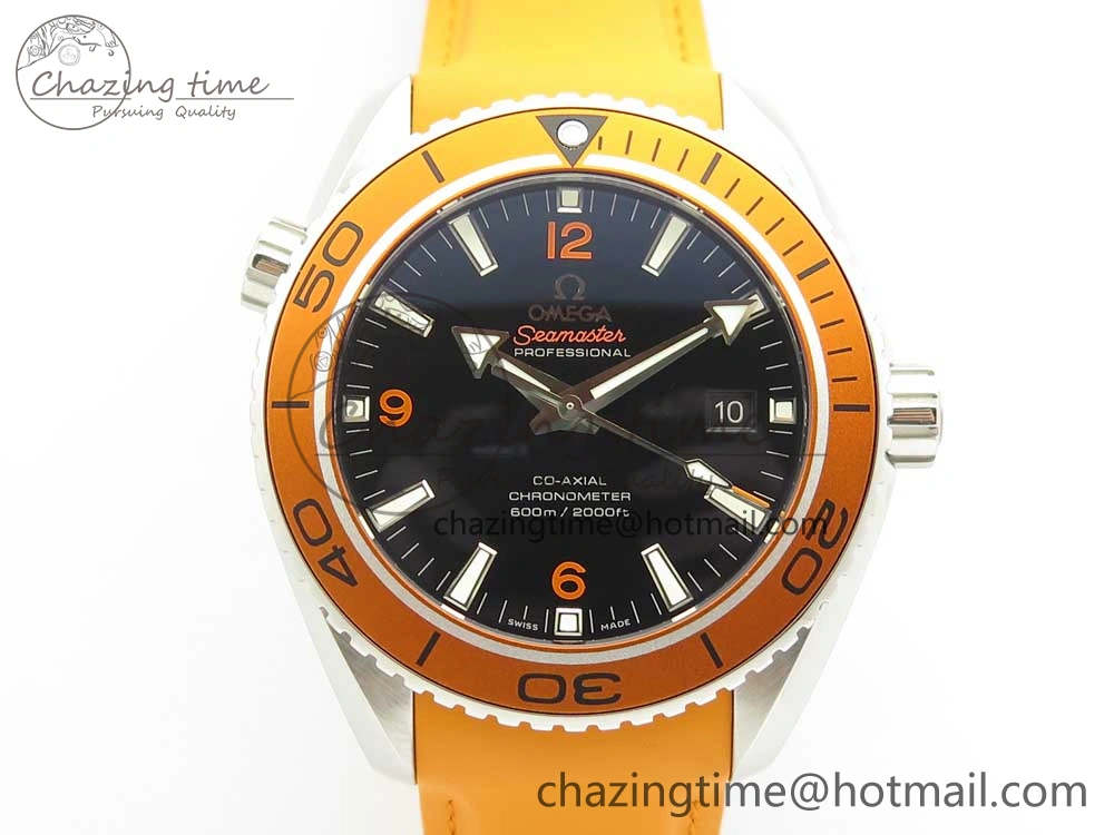 SoftTouch Planet Ocean Professional Orange Bezel 45.5mm 1:1 VSF Best Edition on Orange Rubber Strap A8500 Super Clone 7948