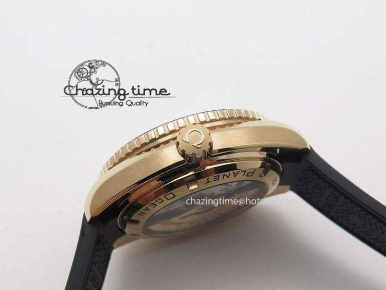 Planet Ocean Professional Rose Gold Liquid Metal V6F 42mm On Black Rubber Strap A TimelessDesign 8266