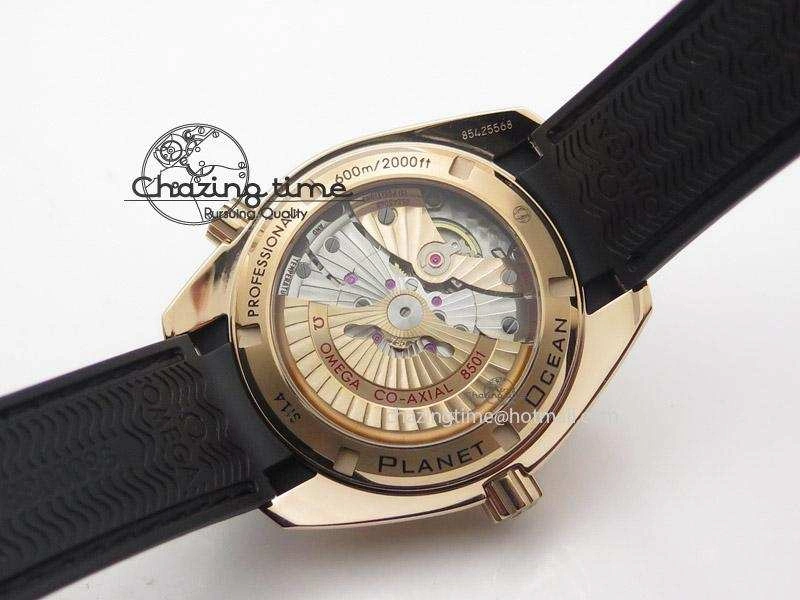 Planet Ocean Professional Rose Gold Liquid Metal V6F 42mm On Black Rubber Strap A TimelessDesign 8266