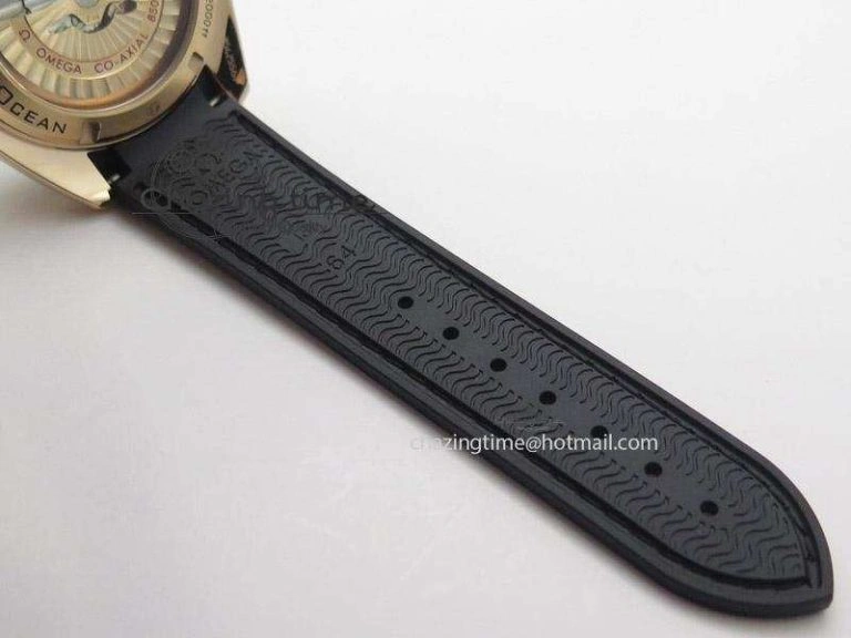 Planet Ocean Professional Rose Gold Liquid Metal V6F 42mm On Black Rubber Strap A TimelessDesign 8266
