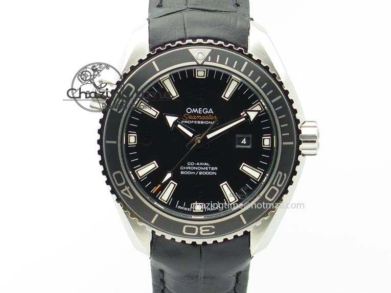 Planet Ocean Professional SS V6F 37mm Ladies Ceramic Bezel On Black Leather Strap A Modern 8257