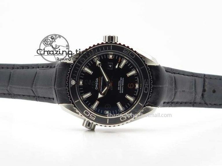 Planet Ocean Professional SS V6F 37mm Ladies Ceramic Bezel On Black Leather Strap A Modern 8257