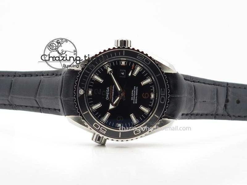 Planet Ocean Professional SS V6F 37mm Ladies Ceramic Bezel On Black Leather Strap A Modern 8257