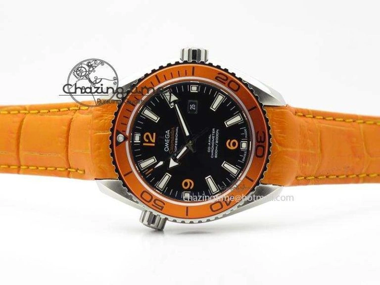 Planet Ocean Professional SS V6F 37mm Ladies Orange Bezel On Orange Leather Strap A Seasonal 8255