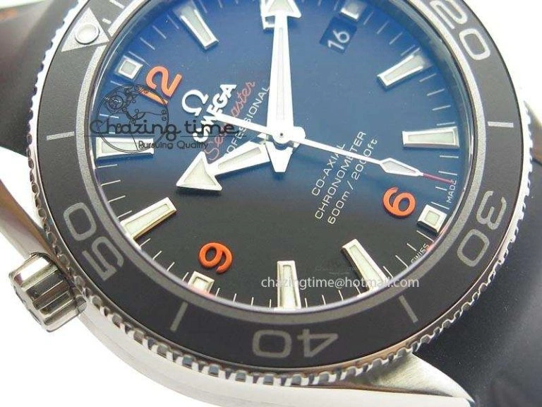 WeatherProof Planet Ocean SS Bp Maker 45mm Black Bezel Orange Numbers On Black Rubber Strap A 8220