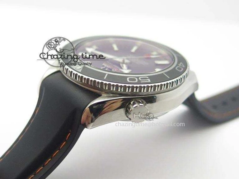 WeatherProof Planet Ocean SS Bp Maker 45mm Black Bezel Orange Numbers On Black Rubber Strap A 8220