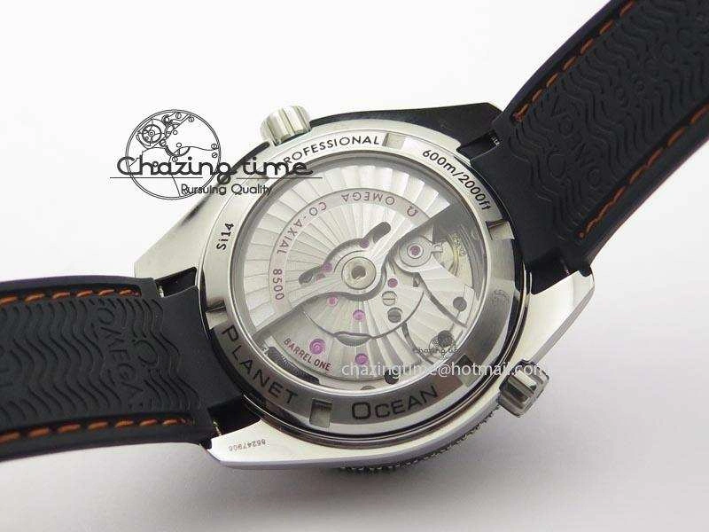 WeatherProof Planet Ocean SS Bp Maker 45mm Black Bezel Orange Numbers On Black Rubber Strap A 8220