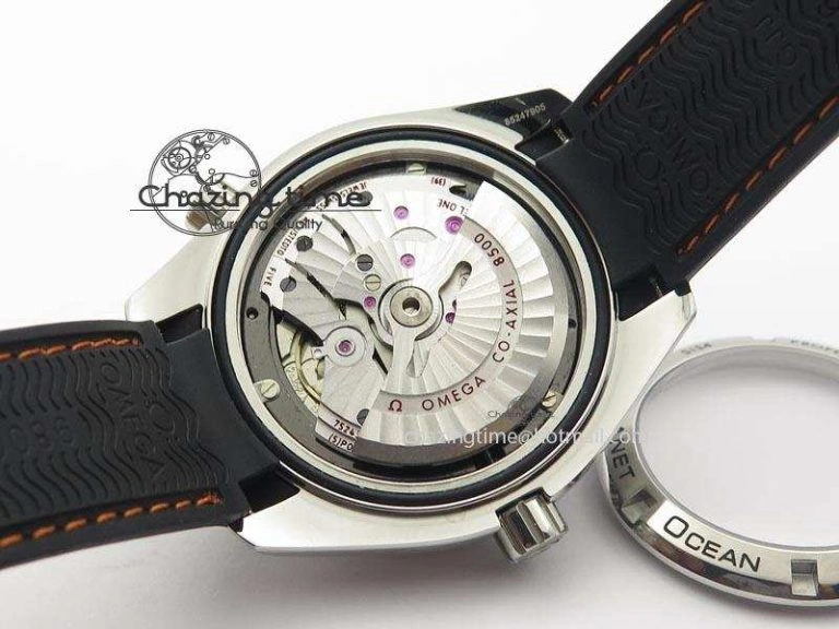 WeatherProof Planet Ocean SS Bp Maker 45mm Black Bezel Orange Numbers On Black Rubber Strap A 8220
