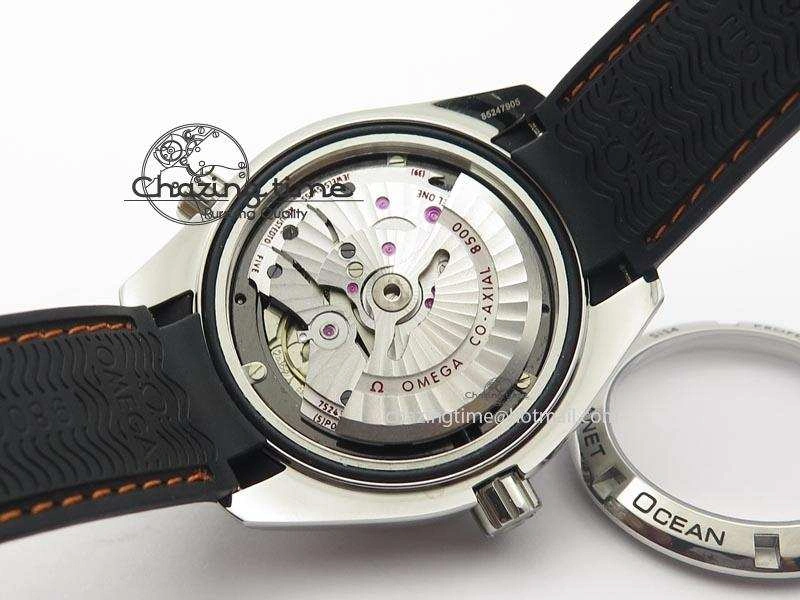 WeatherProof Planet Ocean SS Bp Maker 45mm Black Bezel Orange Numbers On Black Rubber Strap A 8220