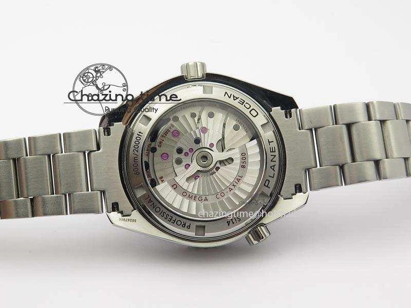 Contemporary Planet Ocean SS Bp Maker 45mm Black Bezel Orange Numbers On SS Bracelet A 8217