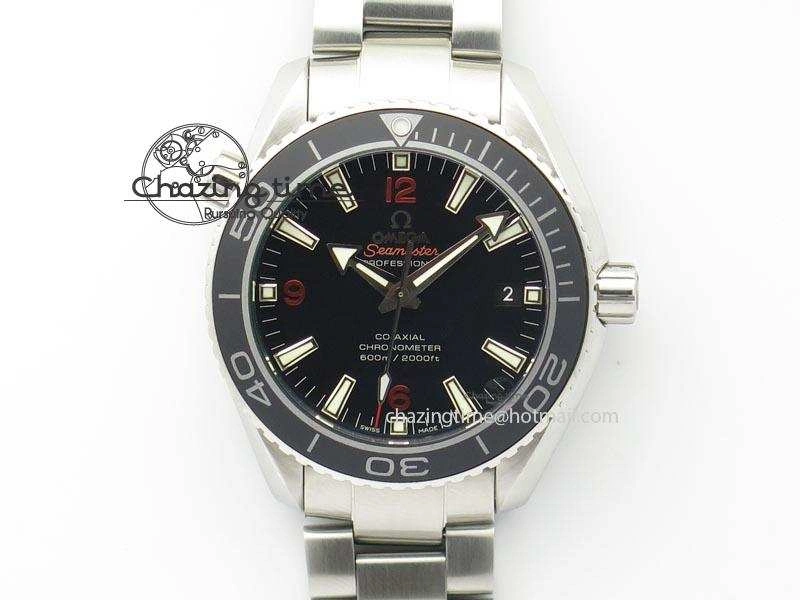 Contemporary Planet Ocean SS Bp Maker 45mm Black Bezel Orange Numbers On SS Bracelet A 8217