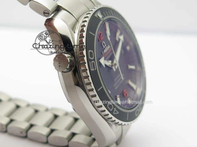 Contemporary Planet Ocean SS Bp Maker 45mm Black Bezel Orange Numbers On SS Bracelet A 8217