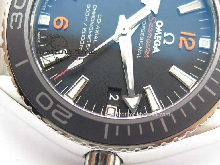 Contemporary Planet Ocean SS Bp Maker 45mm Black Bezel Orange Numbers On SS Bracelet A 8217