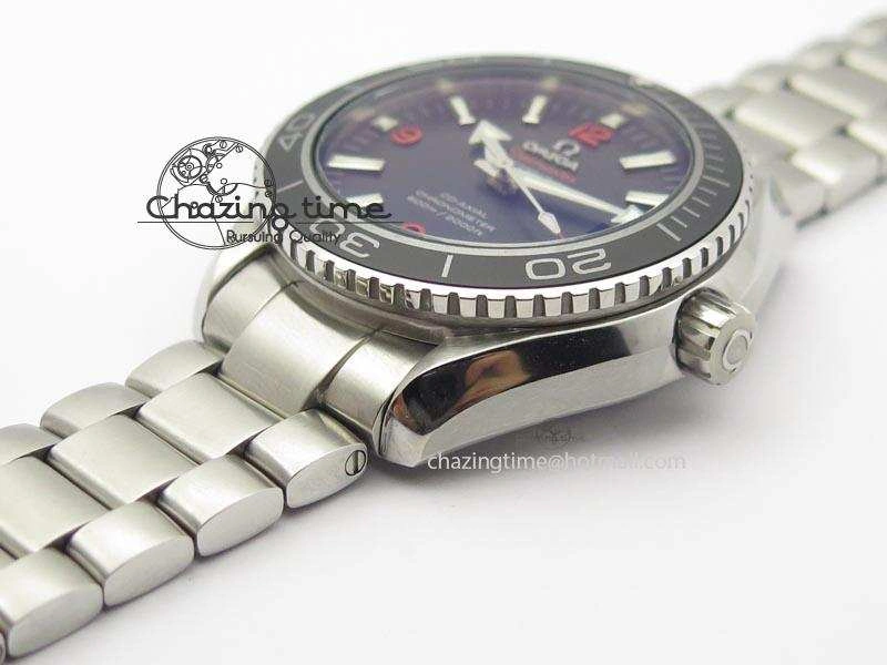 Contemporary Planet Ocean SS Bp Maker 45mm Black Bezel Orange Numbers On SS Bracelet A 8217