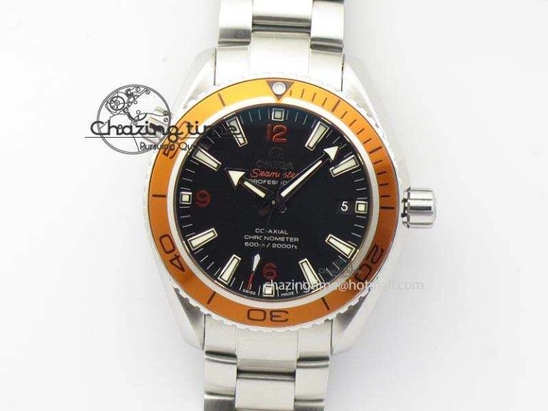 FlexibleFit Planet Ocean SS Bp Maker 45mm Orange Bezel On SS Bracelet A 8216
